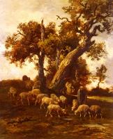 Charles Emile Jacque - Sheep At Pasture